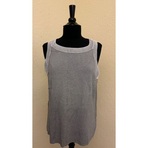 Chico's Layering Shell Ribbed Striped Tank - Sz 2 (L) - Picture 1 of 9